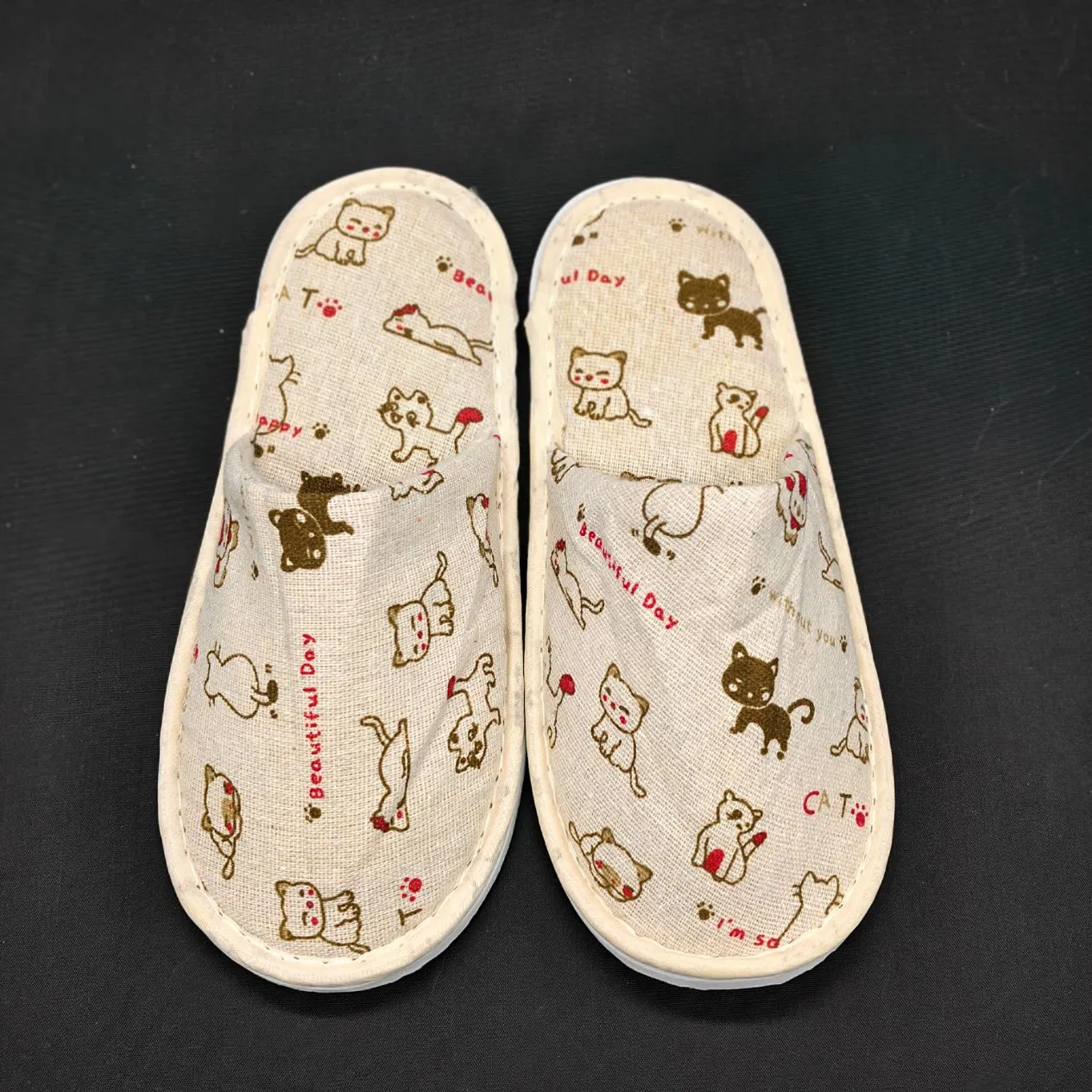 Zapatillas de hotel premium con suela de TPR y acolchado interior de algodón natural