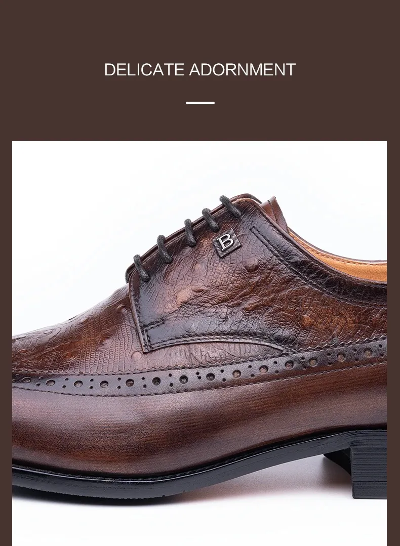 Zapatos de cuero elegantes, cuero genuino puro, hechos a mano, formales, clásicos, zapatos de vestir para hombre