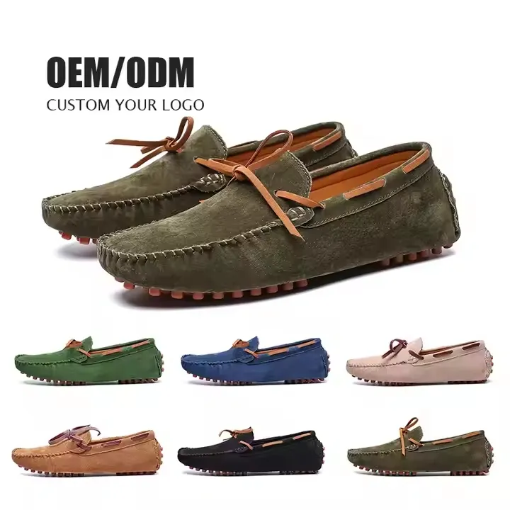 Mocasines de ante de vaca para hombre, zapatos casuales de gran tamaño