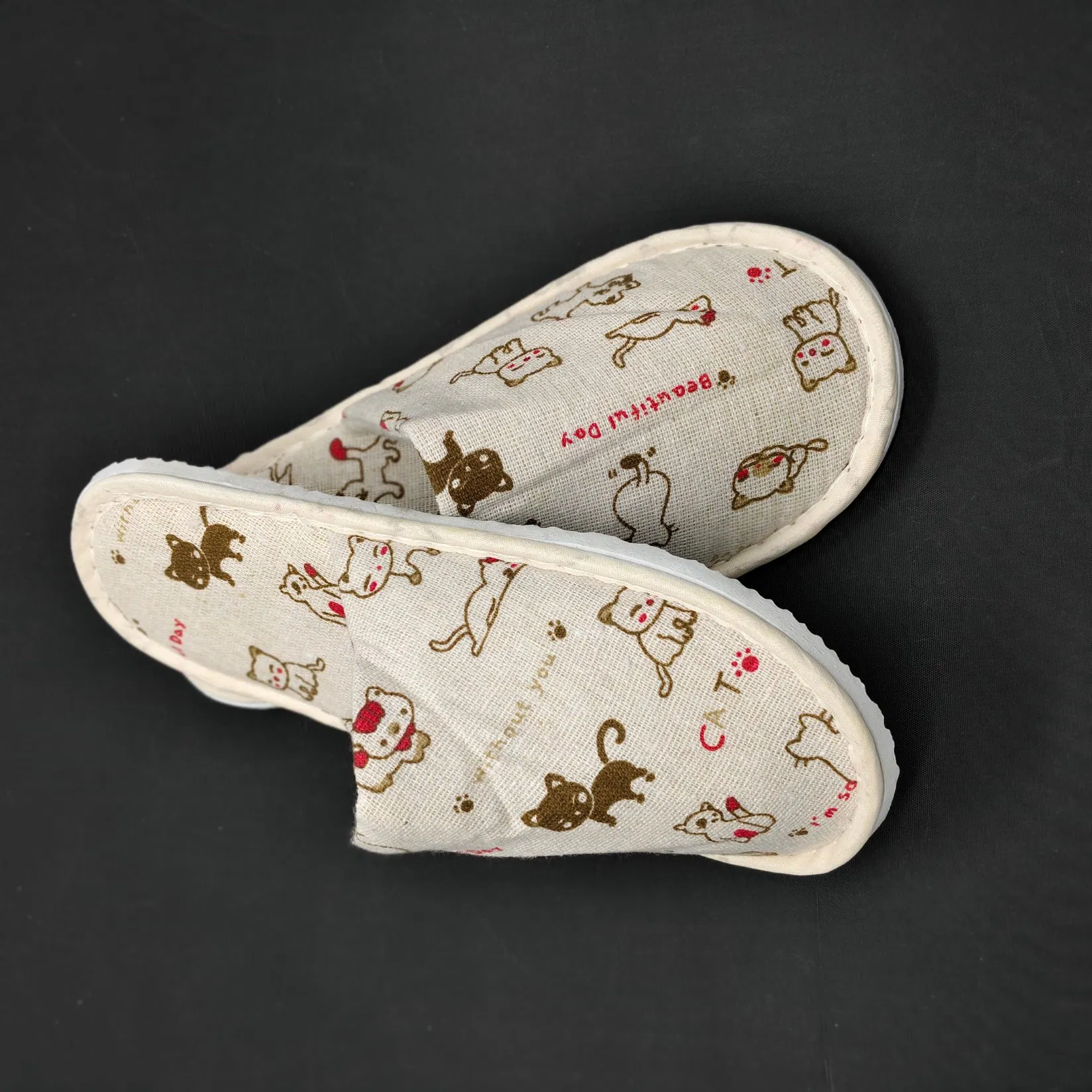 Zapatillas de hotel premium con suela de TPR y acolchado interior de algodón natural