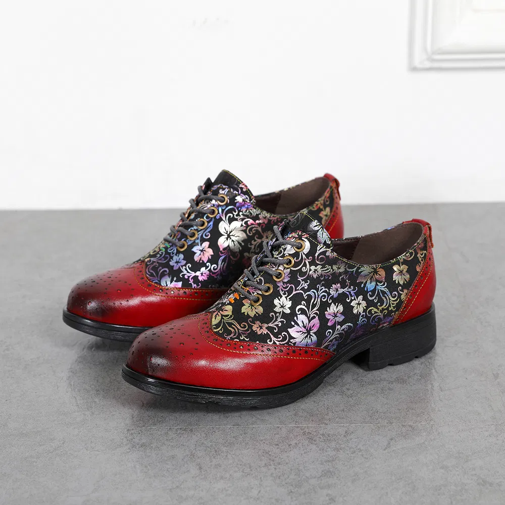 Zapatos de loafer de flores de moda para mujer, zapatos de cuero