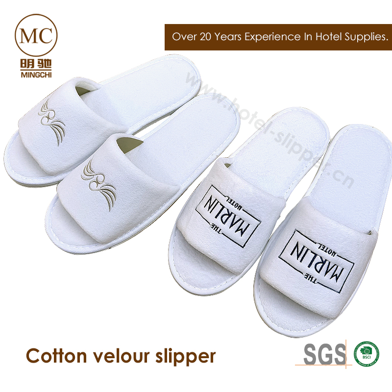 Hotel Resort SPA Zapatillas desechables de terciopelo coral/corte de terciopelo interiores antideslizantes personalizadas
