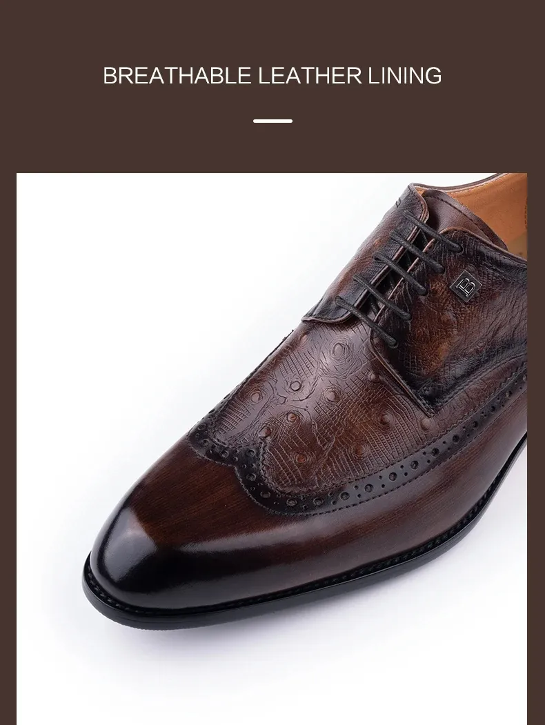 Zapatos de cuero elegantes, cuero genuino puro, hechos a mano, formales, clásicos, zapatos de vestir para hombre