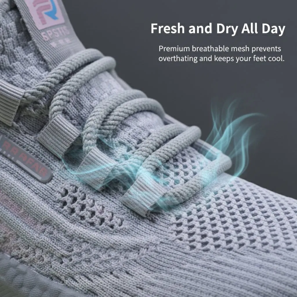 Zapato de moda de malla transpirable Flyknit para caminar y zapatilla de gimnasio para correr