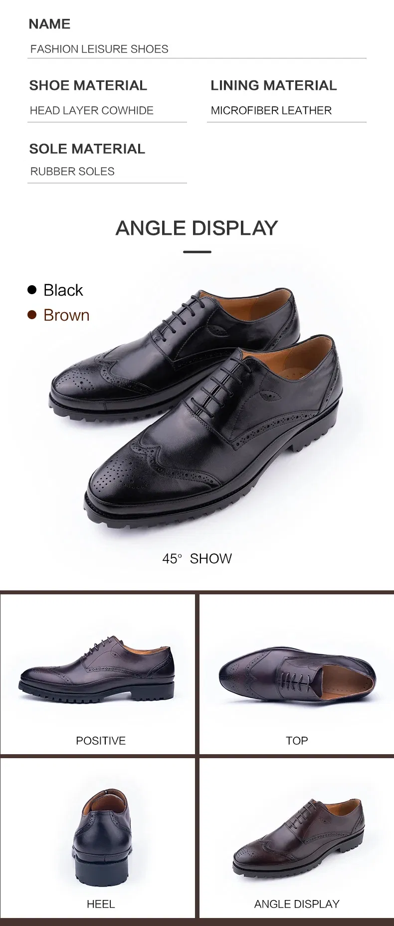 Zapatos de cuero brogue hechos a mano para hombre, nuevos, para oficina y eventos sociales, clásico