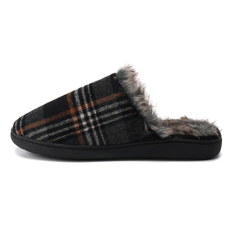 Zapatillas de casa clásicas y cómodas de cuadros de tweed, con forro esponjoso, cálidas para invierno, para hombres, ideales para uso interior y exterior