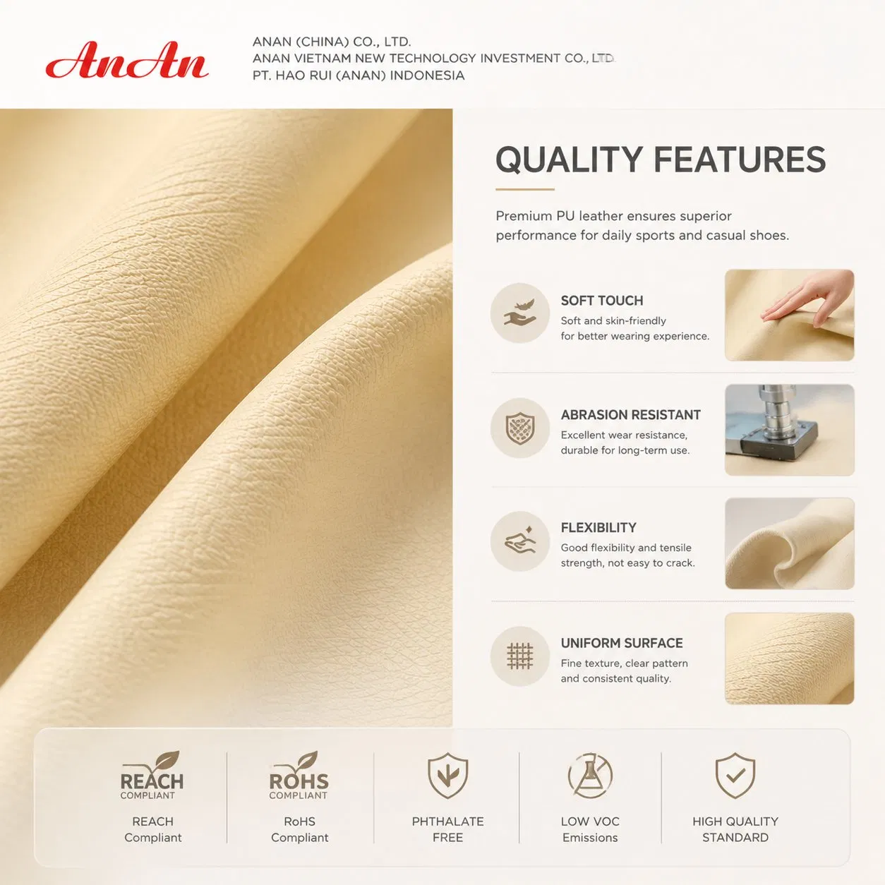 Cuero sintético vegano ligero y transpirable de microfibra PU para zapatillas deportivas, fabricante certificado RoHS