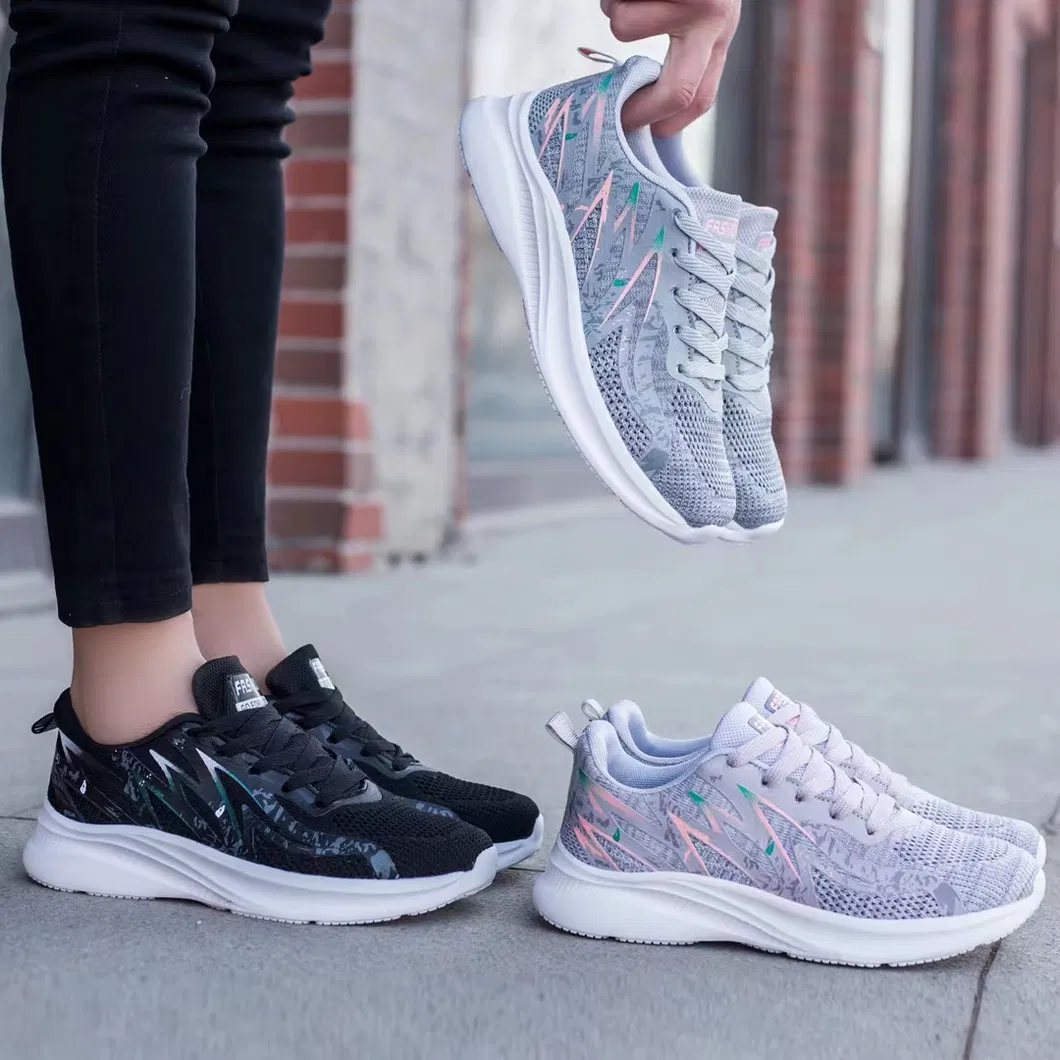Zapatillas deportivas cómodas para mujeres y hombres, 2024 Zapatillas de correr de marca, zapatos de ocio populares, calzado en stock de bajo MOQ, nuevo estilo de zapatos deportivos de moda