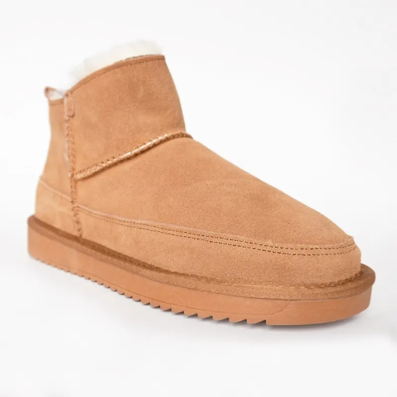 Mejor Vendedor Botas de Nieve Suela Gruesa Hogar Peludo Slip on Lana Real Fábrica Suave Cómodo Cálido Piel de Oveja Interior Superior de Terciopelo Zapatos