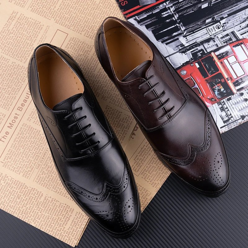Zapatos de cuero brogue hechos a mano para hombre, nuevos, para oficina y eventos sociales, clásico
