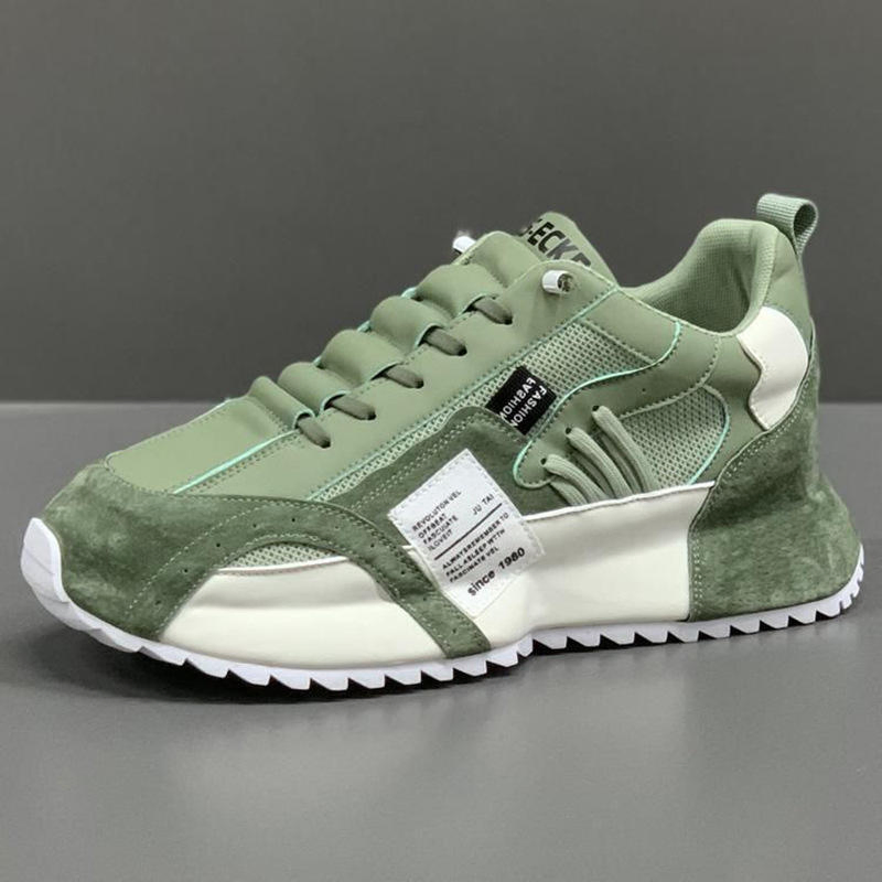 Zapatillas de running para hombres en malla de ante verde menta transpirables