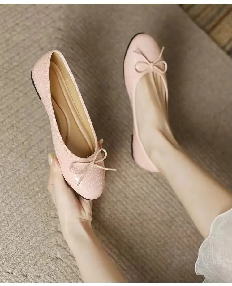 Zapatos planos de moda con lazo de lentejuelas