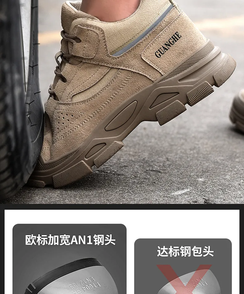 Jy668 Zapatos de seguridad para construcción, zapatos de seguridad laboral para hombres, zapatos de seguridad industrial Woodland