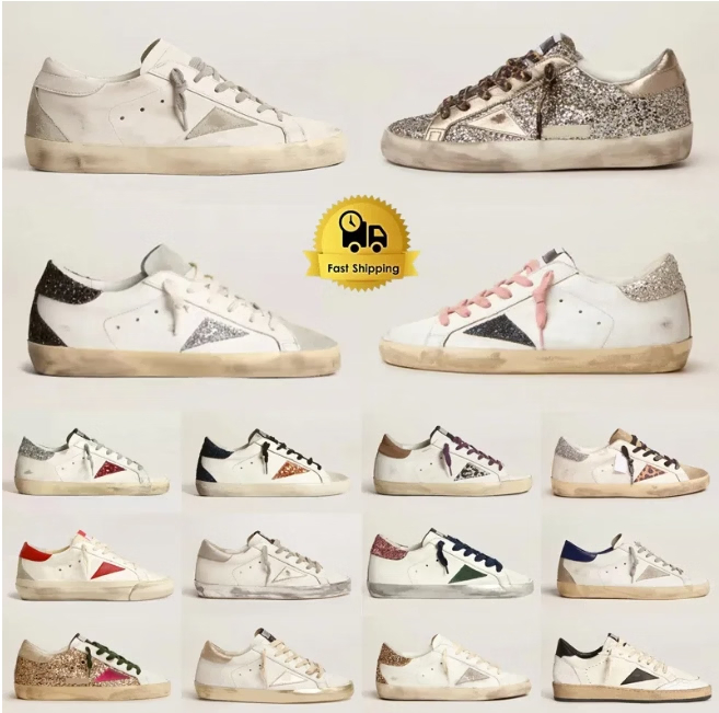 Zapatillas de lujo de diseñador de cuero genuino, blancas, con estilo clásico para múltiples temporadas, verano, vintage, estrella dorada, estilo de caminar