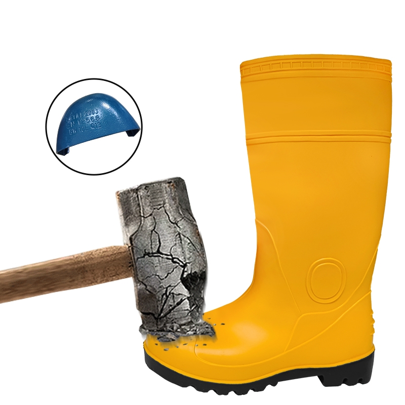 Zapatos de trabajo para hombres con punta de acero de goma, a prueba de perforaciones, impermeables, antideslizantes, para exteriores, resistentes a ácidos y álcalis, calzado industrial de seguridad
