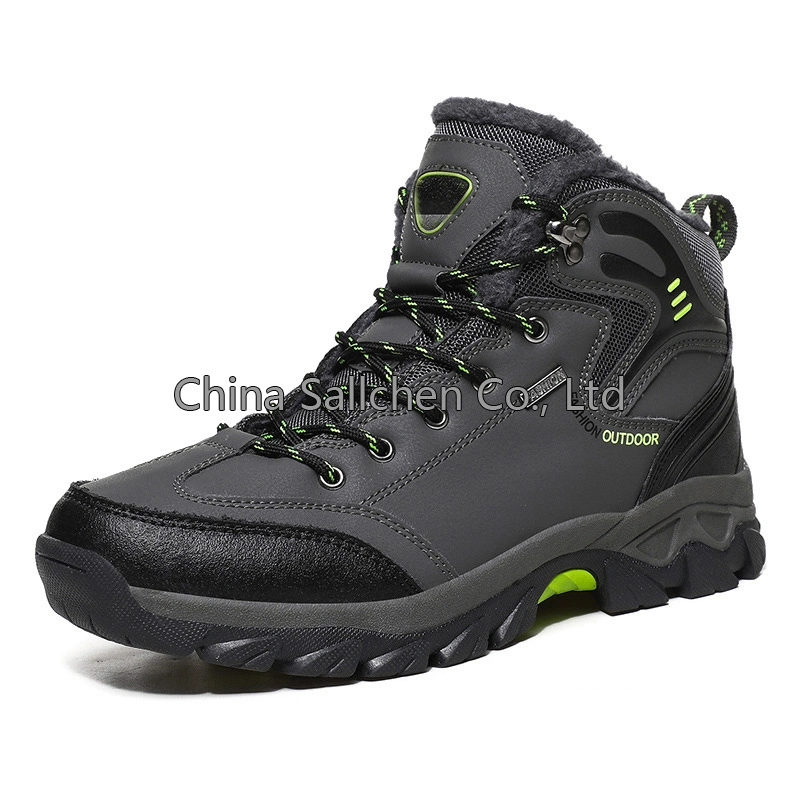 Zapatos de senderismo de caña alta con forro grueso para exteriores, zapatos de montañismo