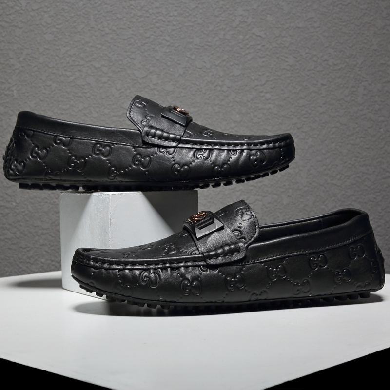 Zapatos de conducción de moda de patente para hombres negros, mocasines, slip on Ex-23L1020