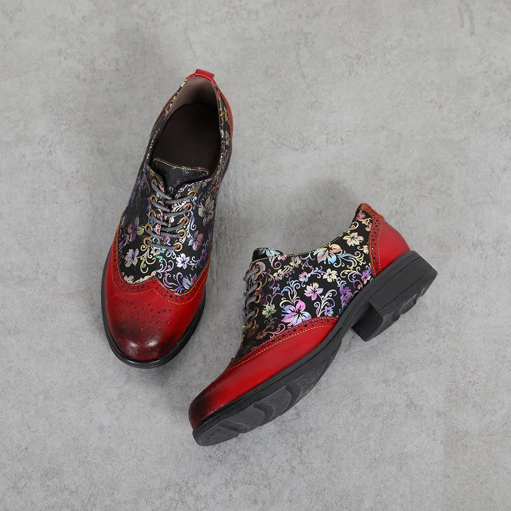 Zapatos de loafer de flores de moda para mujer, zapatos de cuero