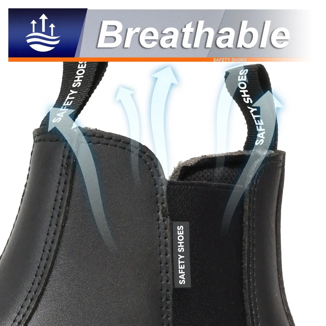 Botas de seguridad de cuero Chelsea para hombres con punta de acero