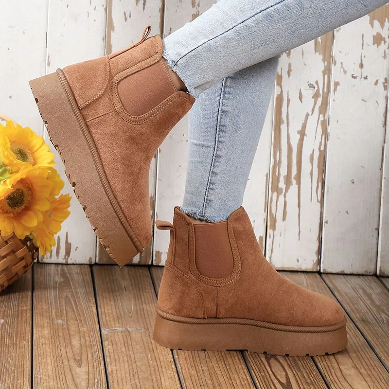 Botas de invierno para mujeres diseñadoras cerca de mí con plataforma elástica y forro de piel de peluche - Botines Martin para hombres y mujeres tamaños 36-41
