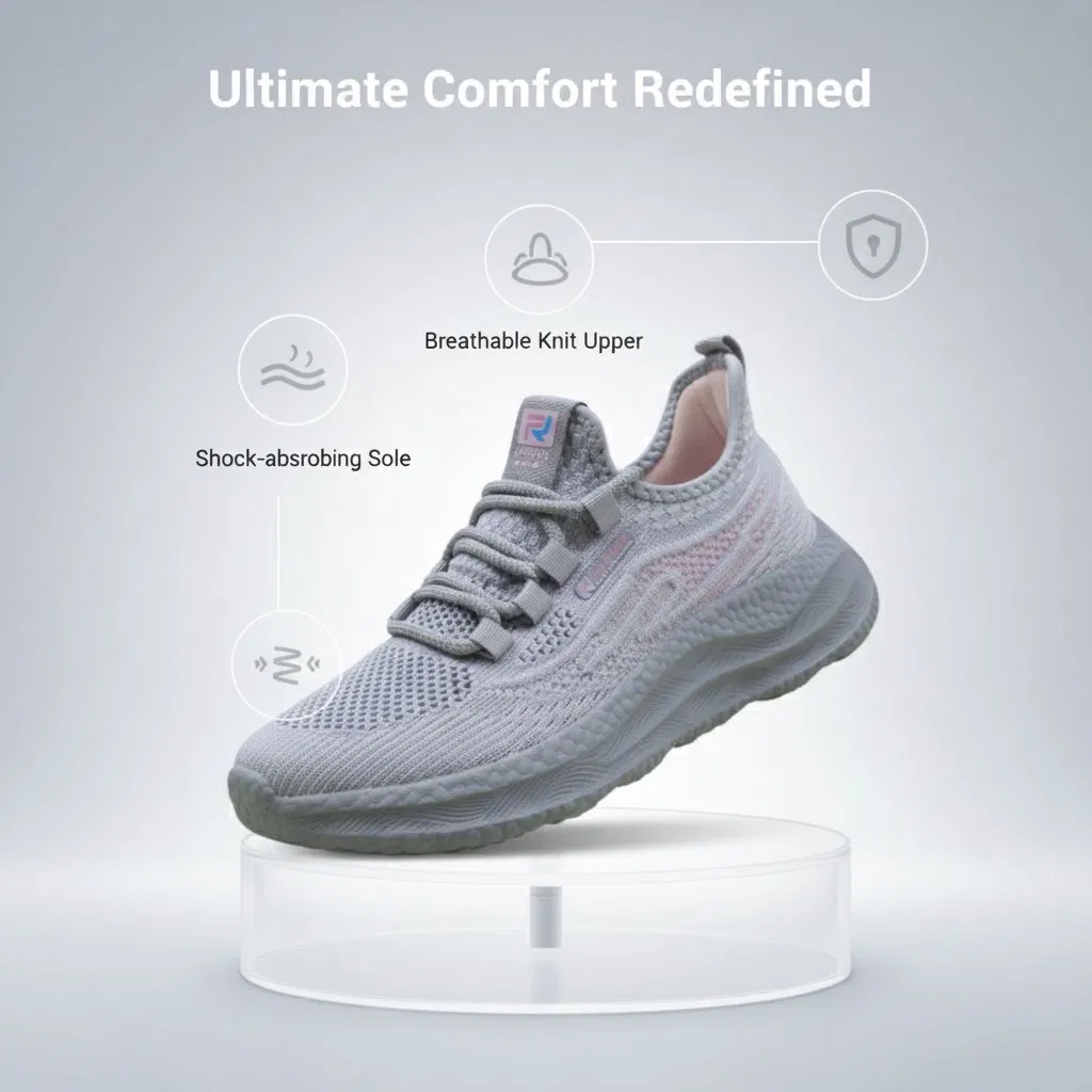 Zapato de moda de malla transpirable Flyknit para caminar y zapatilla de gimnasio para correr