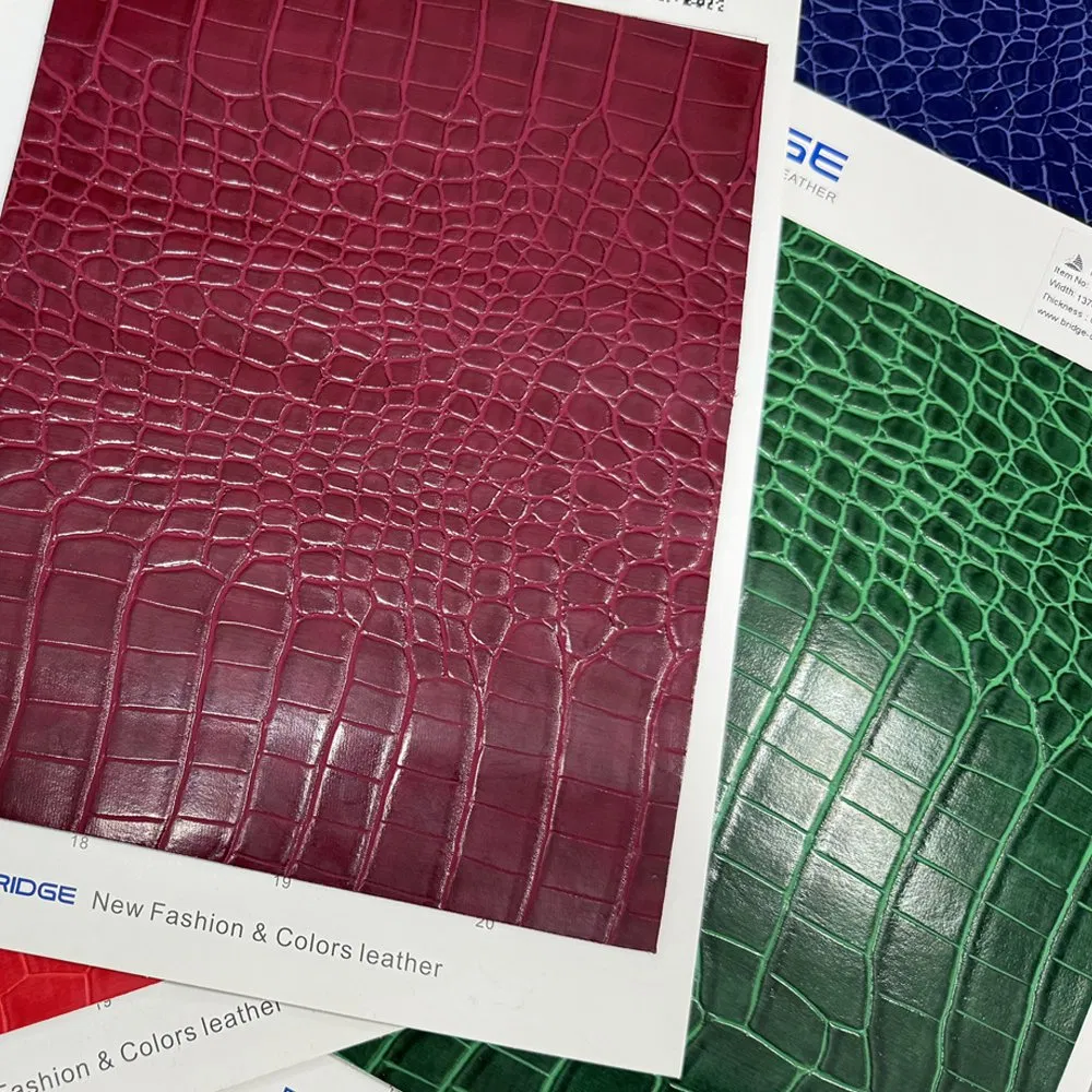Venta directa de fábrica, ecológica, impermeable, imitación de cuero, resistencia a la abrasión, patrón de cocodrilo, bolsas, zapatos, colores personalizables