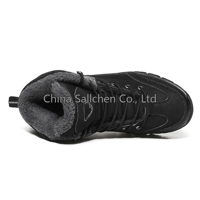 Zapatos de senderismo de caña alta con forro grueso para exteriores, zapatos de montañismo