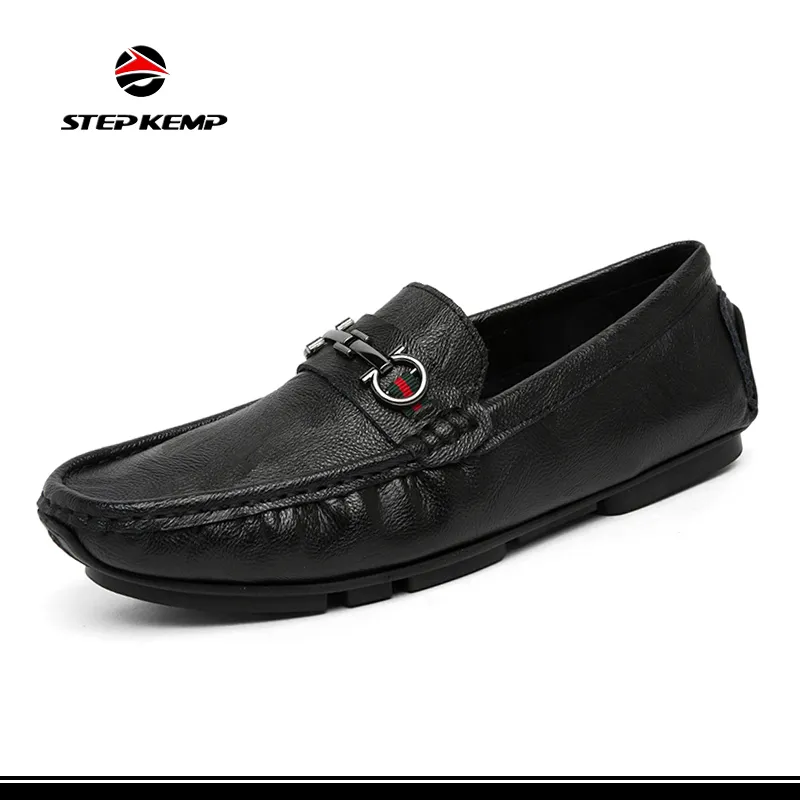 Zapatos de conducción de moda de patente para hombres negros, mocasines, slip on Ex-23L1020
