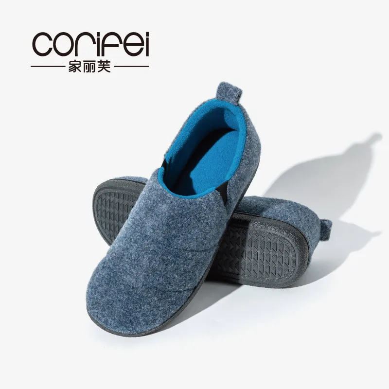 Zapatillas de algodón para hombres, otoño e invierno, con suela gruesa de felpa, zapatos interiores y exteriores
