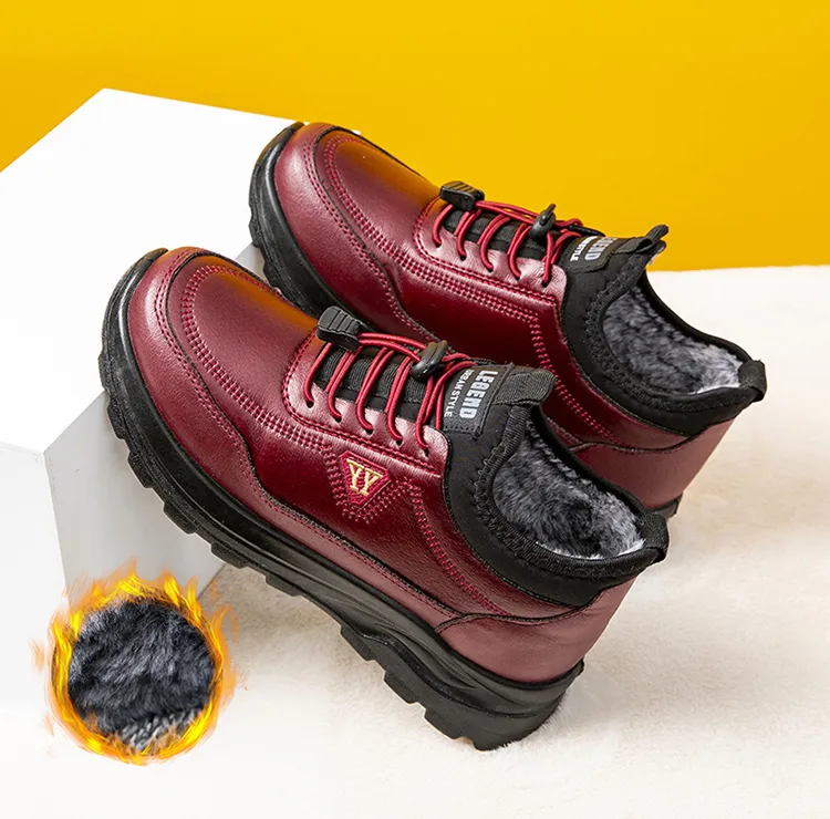 Zapatillas de nieve antideslizantes de felpa cálida unisex para hombres y mujeres, calzado casual de invierno