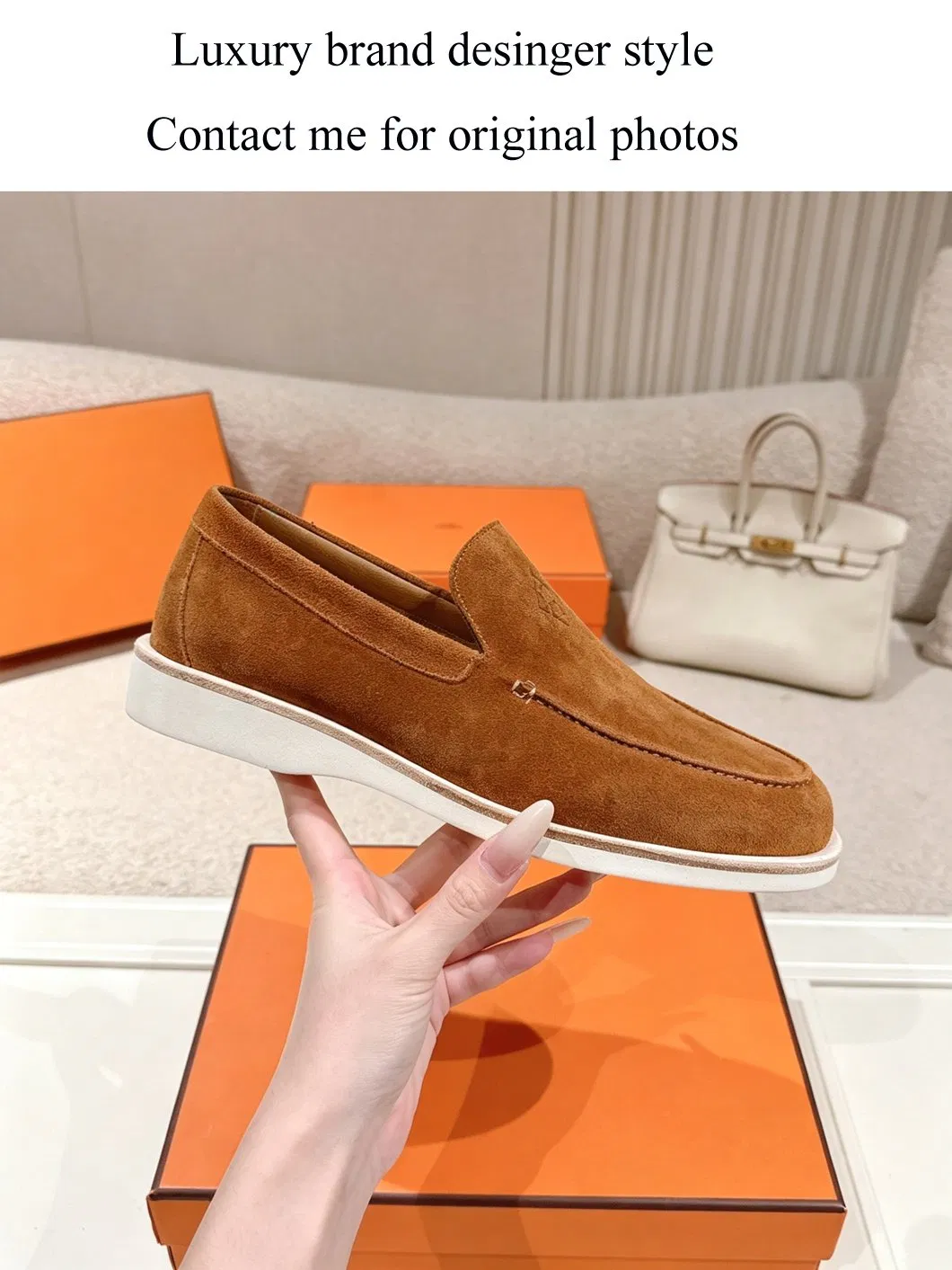 Mocasines de cuero de ante de réplicas de marcas de lujo, planos y cómodos, zapatos de vestir casuales para hombres