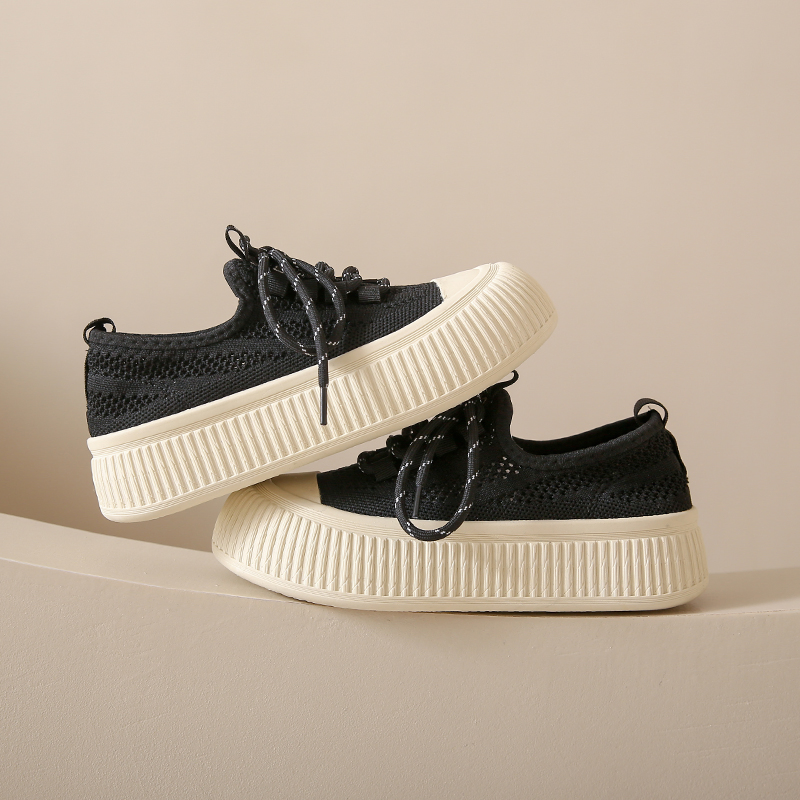 Llegada Nueva de Verano Zapatos de Lona para Mujeres con Suela Gruesa, Cordones, para Uso Casual y Deportivo, Moda y Tendencia, Zapatos Blancos Fa-M16