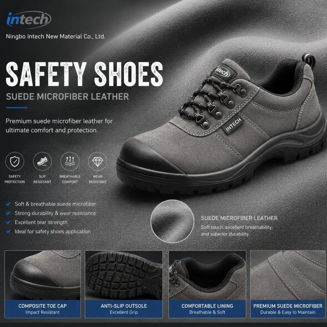 1.8-2.0mm Superior de microfibra impermeable y transpirable, cuero vegano rexina para zapatos de trabajo protectores