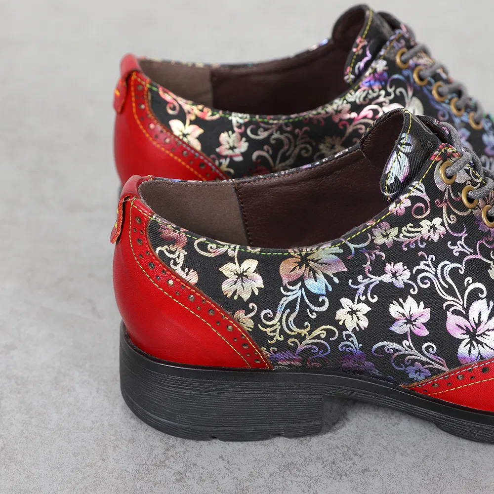 Zapatos de loafer de flores de moda para mujer, zapatos de cuero
