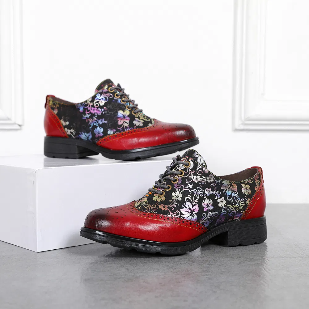 Zapatos de loafer de flores de moda para mujer, zapatos de cuero