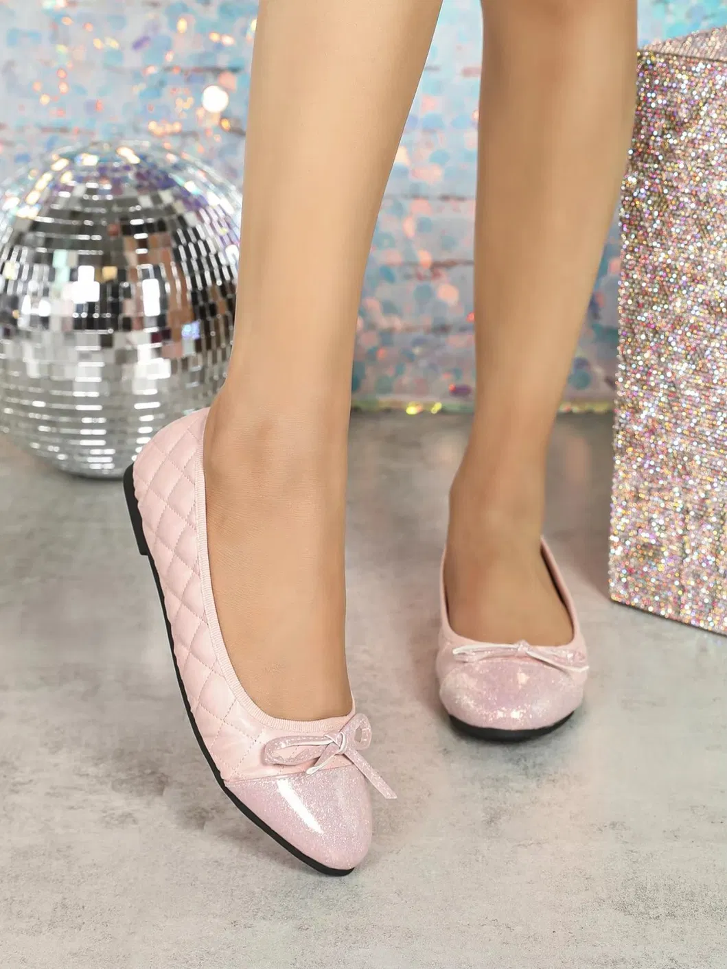 Zapatos planos de moda con lazo de lentejuelas