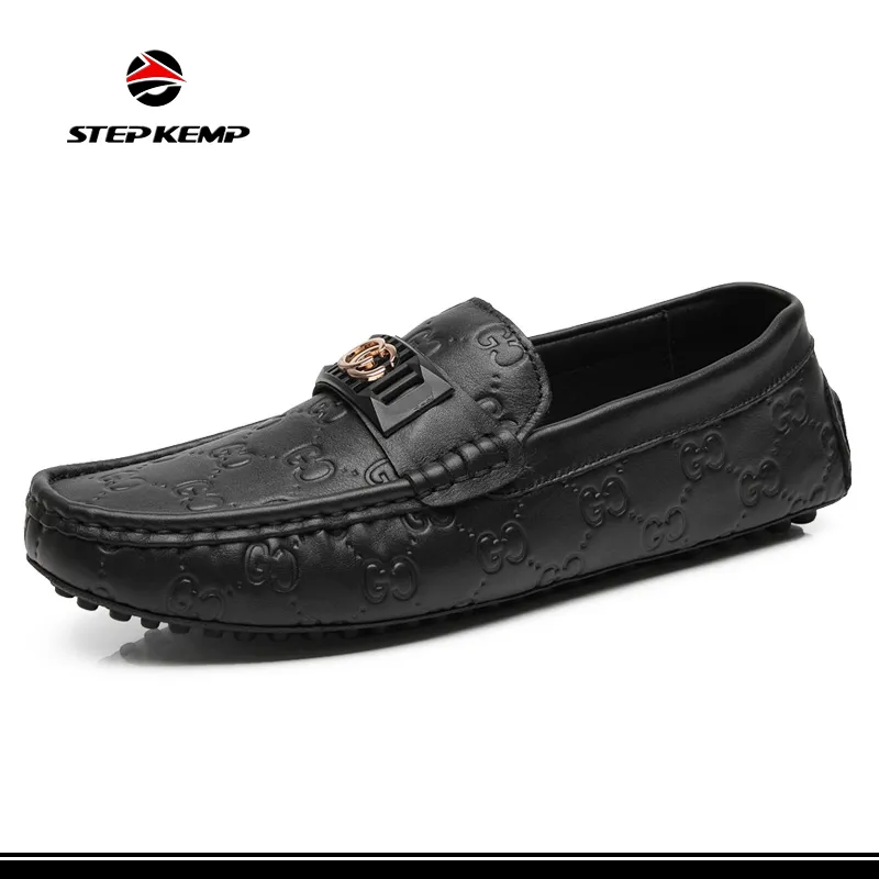 Zapatos de conducción de moda de patente para hombres negros, mocasines, slip on Ex-23L1020