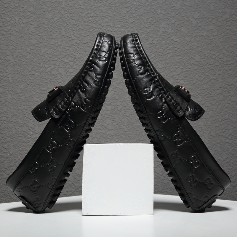 Zapatos de conducción de moda de patente para hombres negros, mocasines, slip on Ex-23L1020