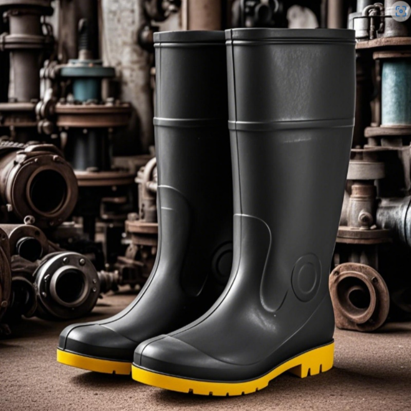 Zapatos de trabajo para hombres con punta de acero de goma, a prueba de perforaciones, impermeables, antideslizantes, para exteriores, resistentes a ácidos y álcalis, calzado industrial de seguridad