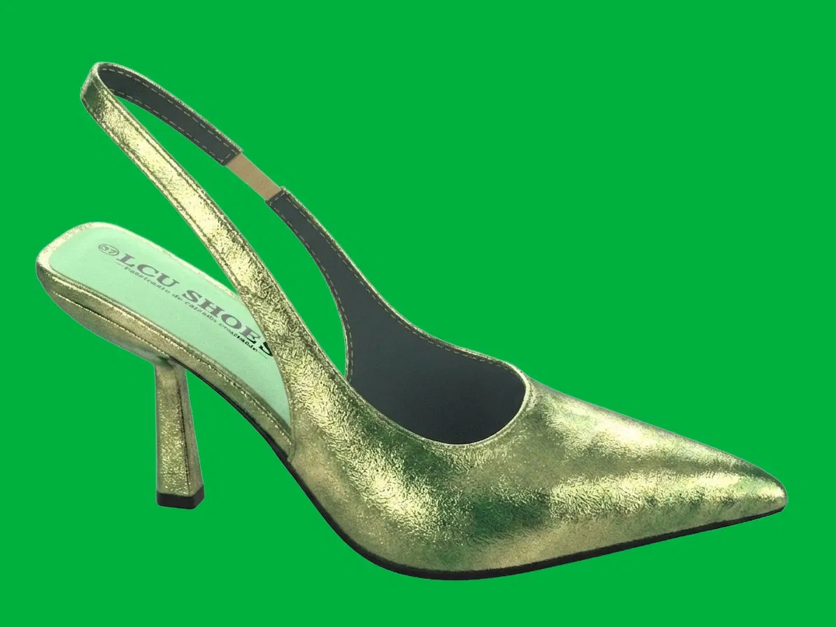 Zapatos de tacón alto metálicos de lujo para mujeres, cómodos, elegantes y formales para la noche