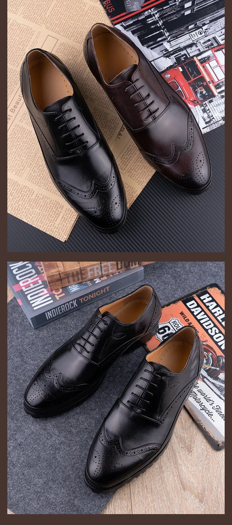 Zapatos de cuero brogue hechos a mano para hombre, nuevos, para oficina y eventos sociales, clásico