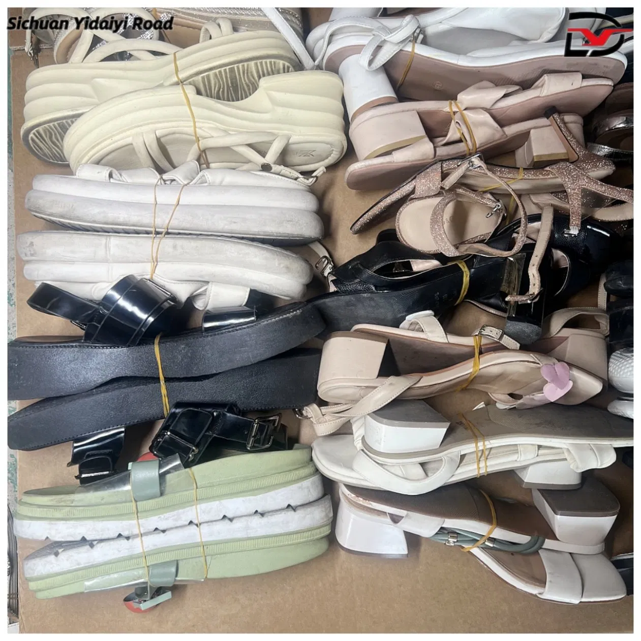 Marca de moda Usó sandalias de moda para mujeres, zapatos planos de lona, sandalias casuales deportivas de segunda mano para damas
