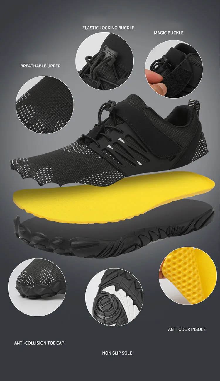 Zapatillas de montañismo unisex antideslizantes para exteriores, calzado deportivo barefoot con suela de goma