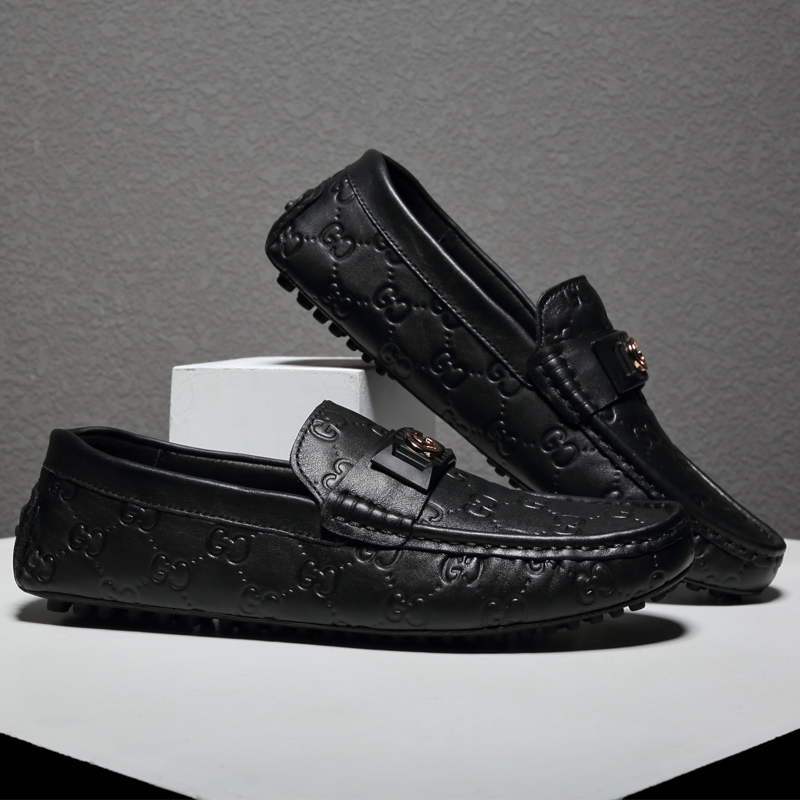 Zapatos de conducción de moda de patente para hombres negros, mocasines, slip on Ex-23L1020