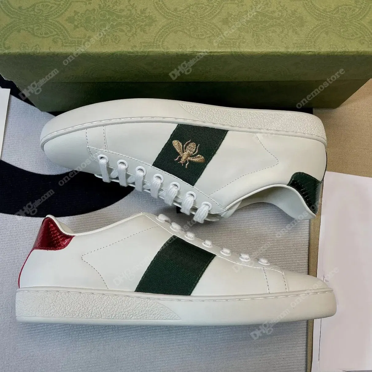 Zapatos Casual de Lujo Diseñador Bee Ace para Hombres y Mujeres, Dibujos Animados de Abejas, Tigres, Flores, Cuero Genuino, Bordado de Serpiente, Rayas, Plataforma Clásica de Moda para Hombres
