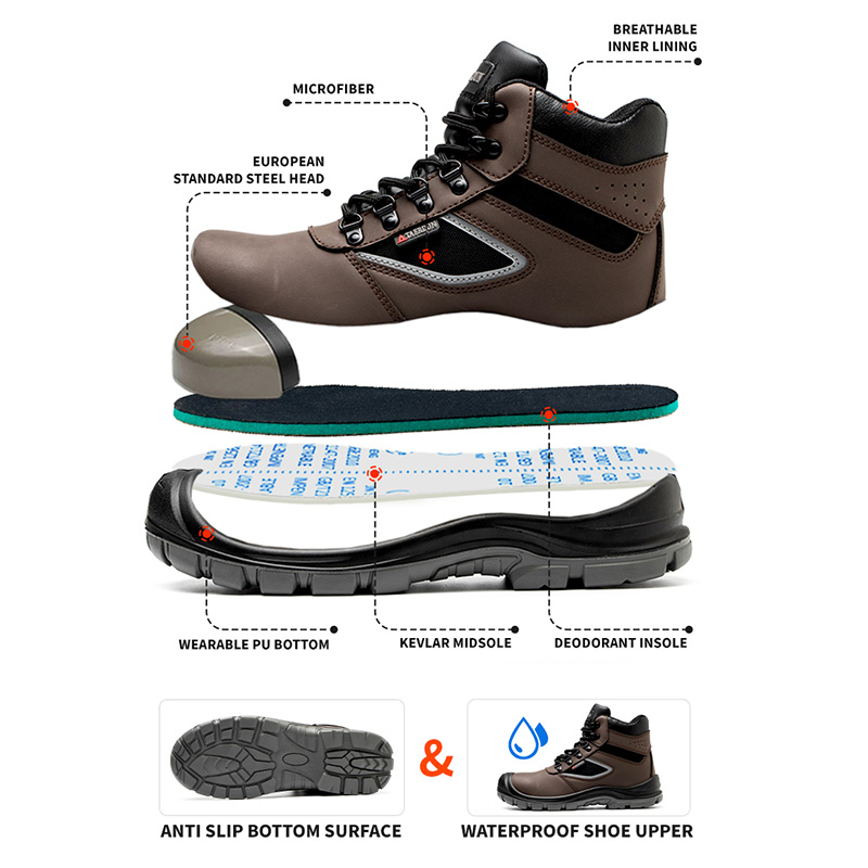 Zapatos de trabajo de seguridad impermeables con punta de acero para adelantarse