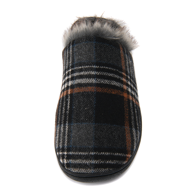 Zapatillas de casa clásicas y cómodas de cuadros de tweed, con forro esponjoso, cálidas para invierno, para hombres, ideales para uso interior y exterior