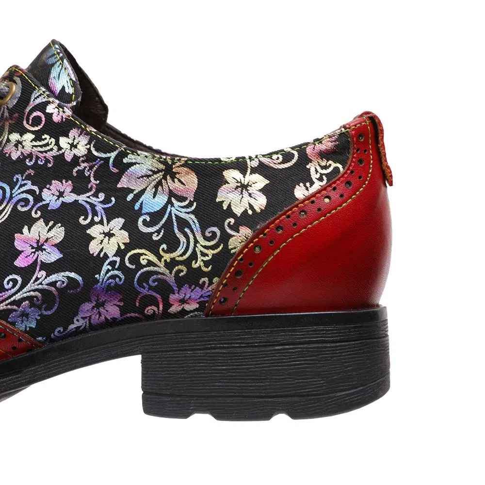 Zapatos de loafer de flores de moda para mujer, zapatos de cuero