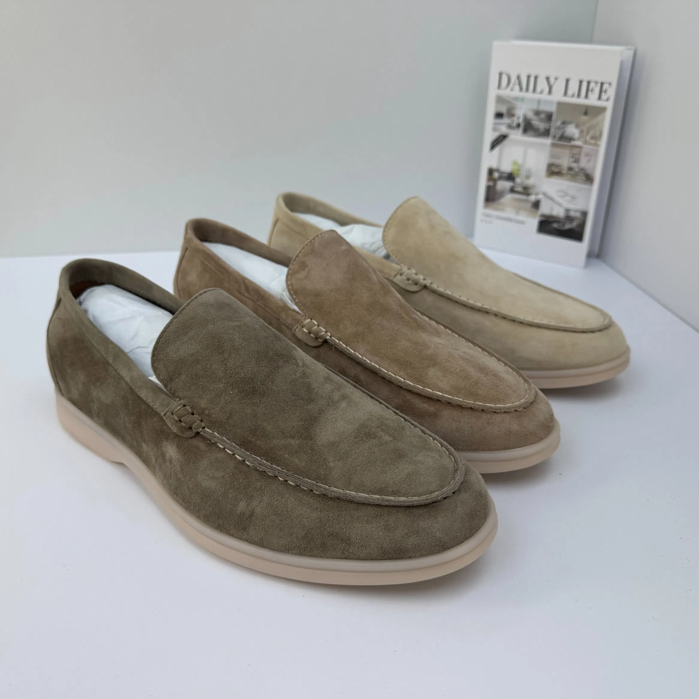 Zapatos de cuero de oveja de alta calidad para mujer y hombre, mocasines Loro informales de fábrica al por mayor