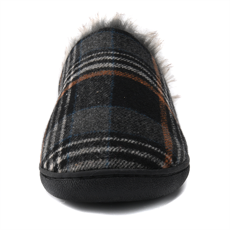 Zapatillas de casa clásicas y cómodas de cuadros de tweed, con forro esponjoso, cálidas para invierno, para hombres, ideales para uso interior y exterior